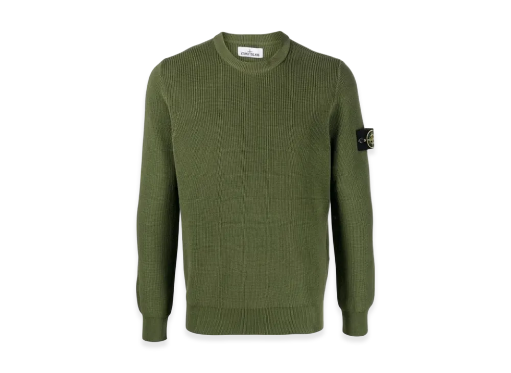 Stone Island 550D8 Ribbed Soft Cotton Crewneck Knit - 22SS "Olive Green"