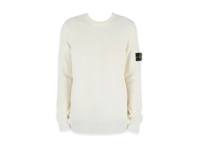 Stone Island 550D8 Ribbed Soft Cotton Crewneck Knit - 22SS "Natural White"