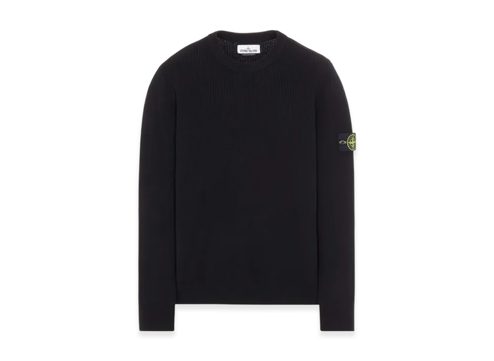Stone Island 550D8 Ribbed Soft Cotton Crewneck Knit - 22SS "Black"