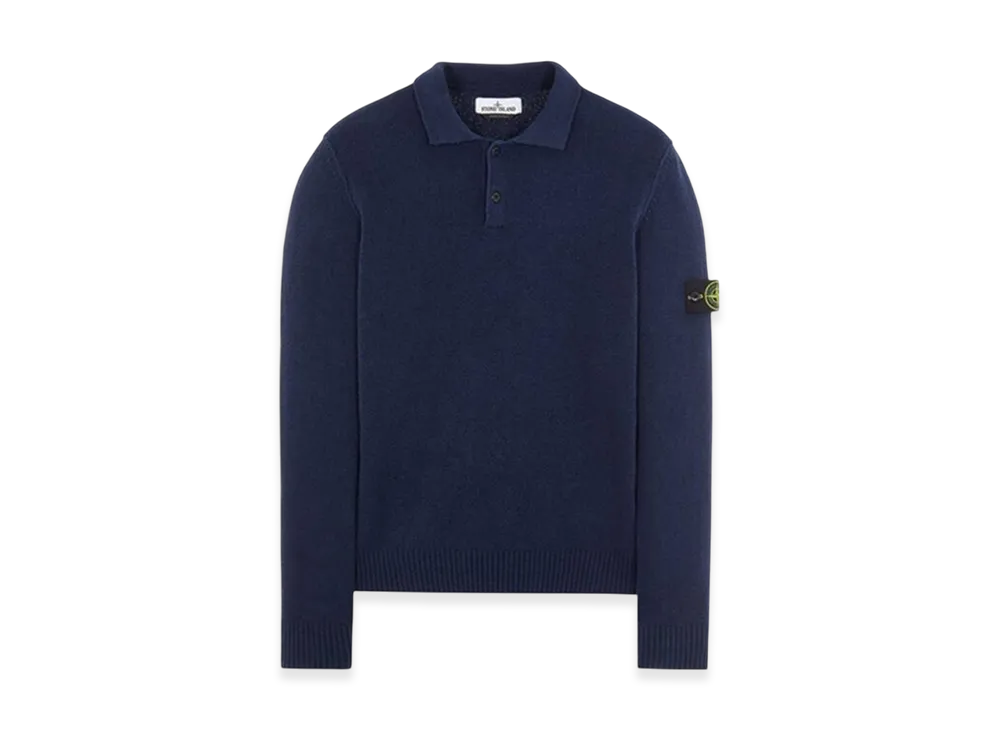 Stone Island 549D2 Wappen Patch Button Polo Knit - 22SS "Navy Blue"