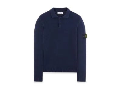 Stone Island 549D2 Wappen Patch Button Polo Knit - 22SS "Navy Blue"