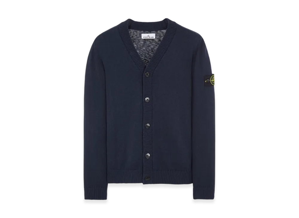 Stone Island 549B0 Logo Patch V-Neck Knit Cardigan - 23SS "Navy Blue"
