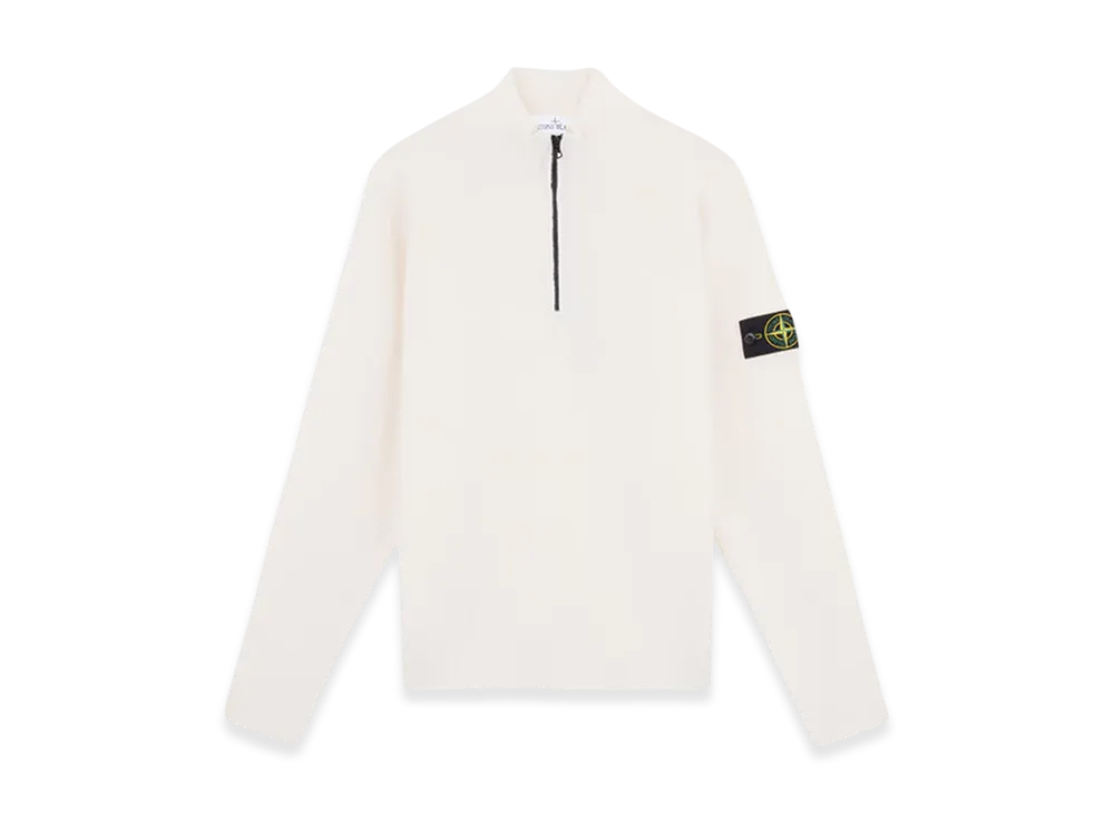 Stone Island 548B6 RWS Geelong Wool Loose Fit Half Zipper Sweater - 24FW "Natural White"