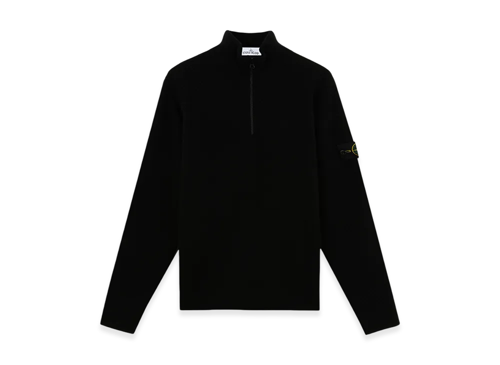 Stone Island 548B6 RWS Geelong Wool Loose Fit Half Zipper Sweater - 24FW "Black"