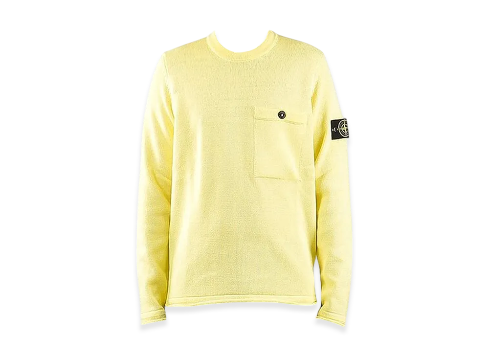 ストーンアイランド 545D4 ワッペン ポケット クルーネック ニット - 20SS "レモン"