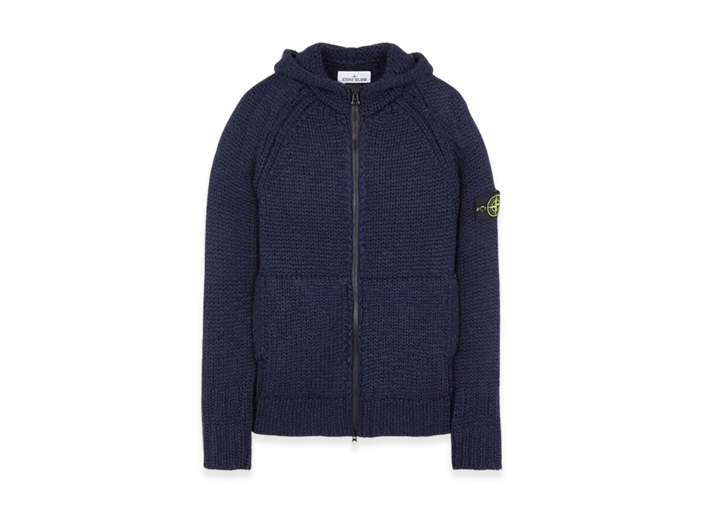 Stone Island 544D4 Handmade Feel Hooded Knit Cardigan - 23FW "Navy Blue"