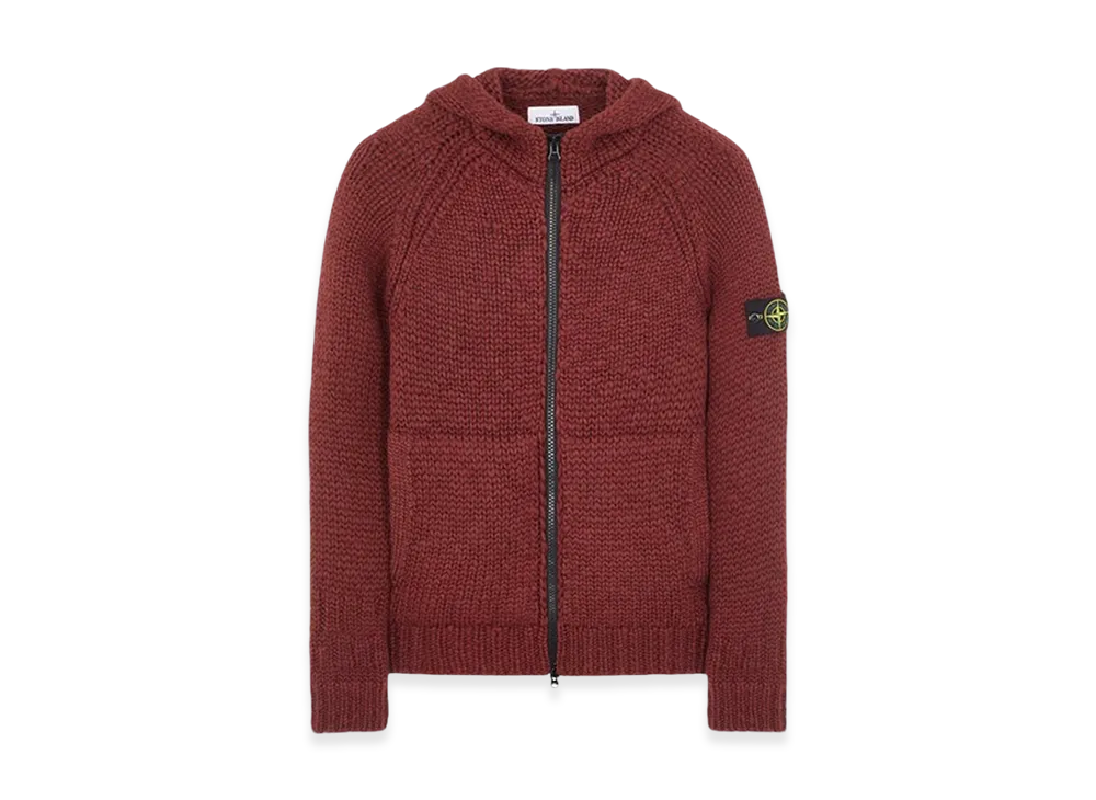 Stone Island 544D4 Handmade Feel Hooded Knit Cardigan - 23FW "Chestnut Brown"