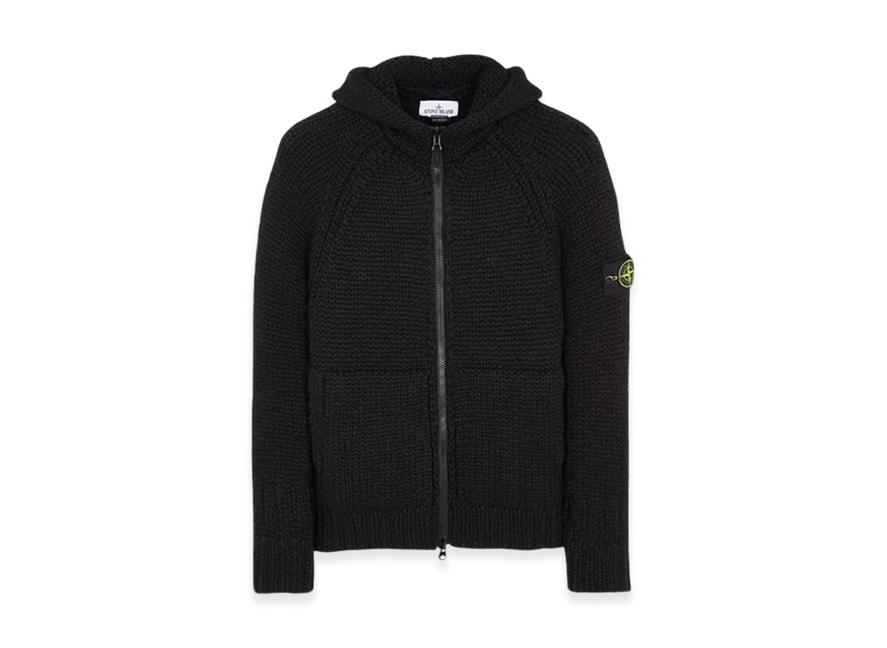 Stone Island 544D4 Handmade Feel Hooded Knit Cardigan - 23FW "Black"