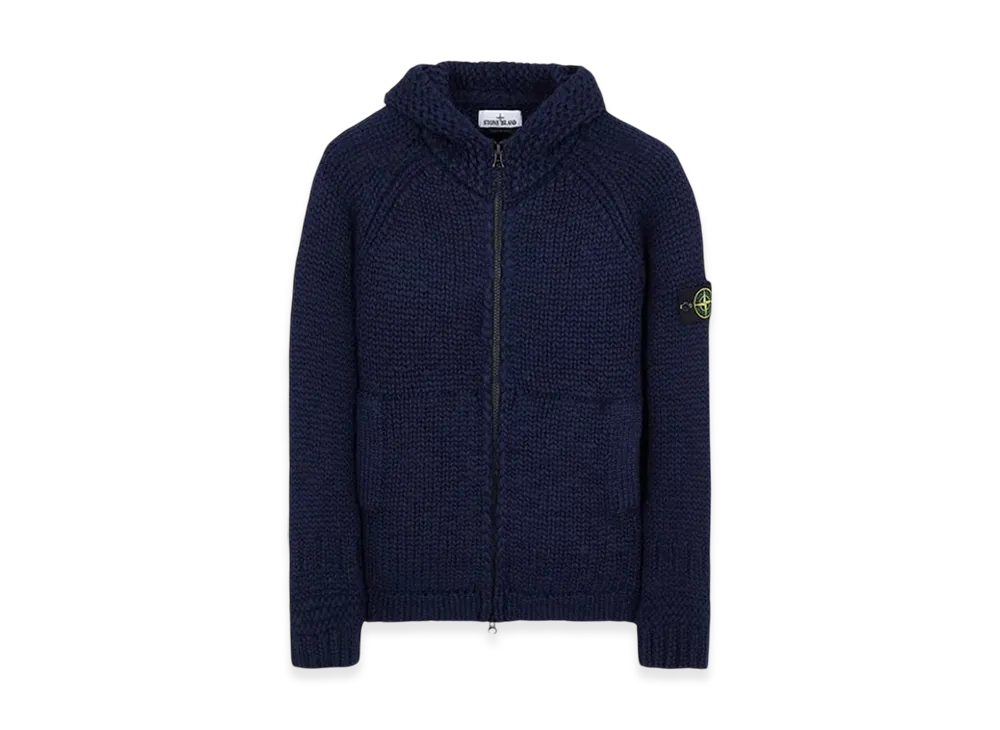 Stone Island 544D4 Handmade Feel Hooded Knit Cardigan - 22FW "Navy Blue"