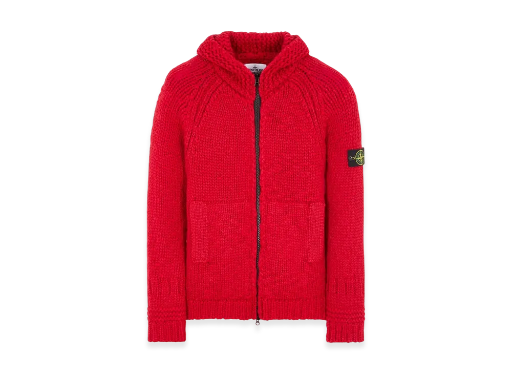 Stone Island 544D4 Handmade Feel Hooded Knit Cardigan - 22FW "Red"