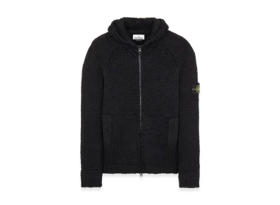 Stone Island 544D4 Handmade Feel Hooded Knit Cardigan - 22FW "Black"