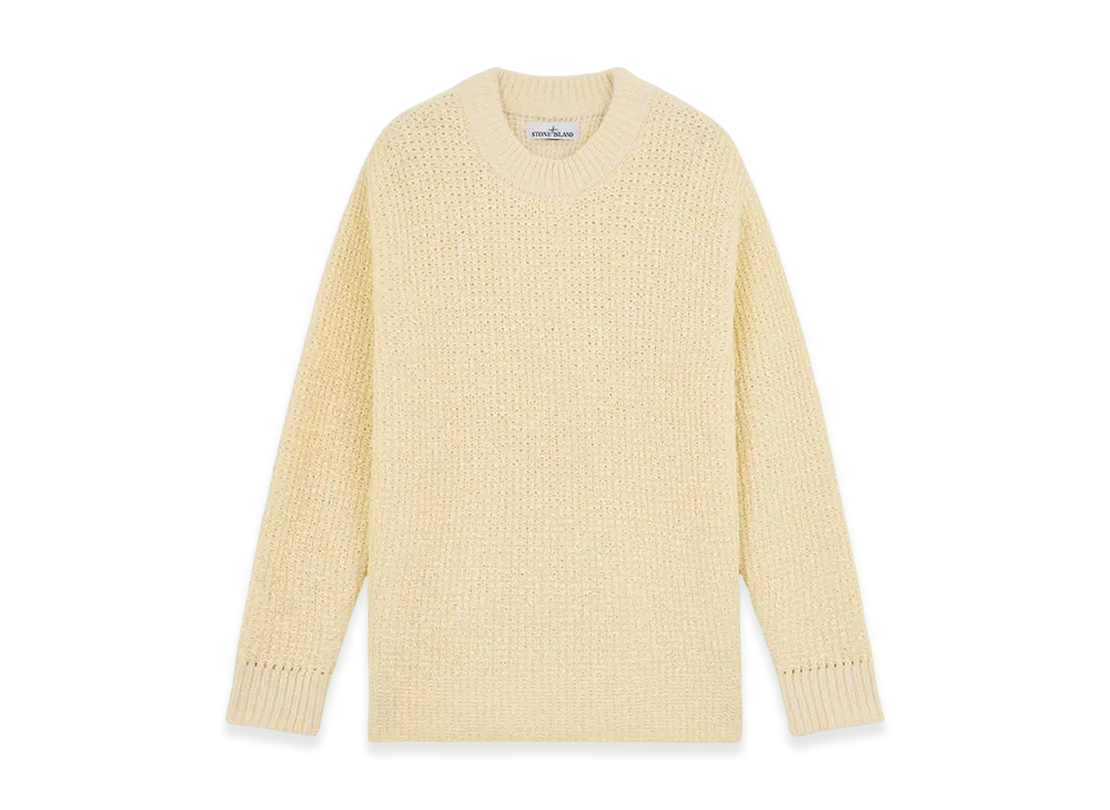 Stone Island 541XA Double Weave Wool Nylon Stone Island Marina Oversized Fit Crewneck Sweater - 24FW "Butter"