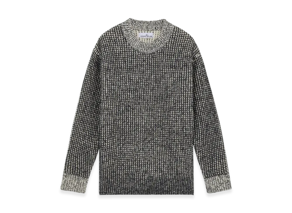 Stone Island 541XA Marina Double Weave Wool Nylon Oversized Fit Crewneck Sweater - 24FW "Ink Blue"