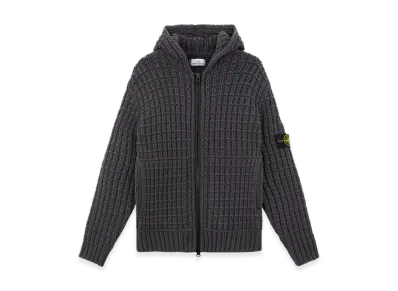 Stone Island 539A5 Stretch Wool Loose Fit Cardigan with Handmade Effect - 24FW "Lead Grey"
