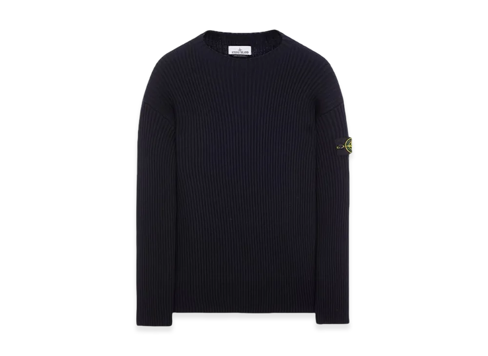Stone Island 538C2 Full Rib Wool Knitted Sweater - 23FW "Navy Blue"