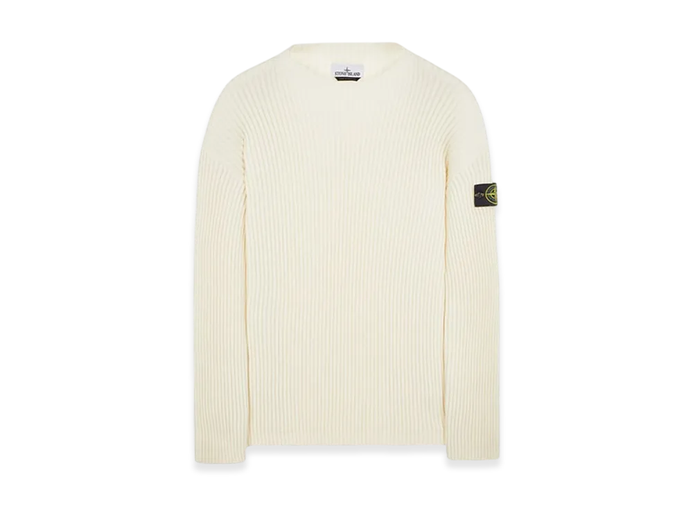 Stone Island 538C2 Full Rib Wool Knitted Sweater - 23FW "Natural White"