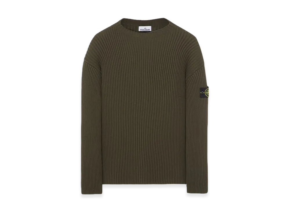 Stone Island 538C2 Full Rib Wool Knitted Sweater - 23FW "Olive Green"
