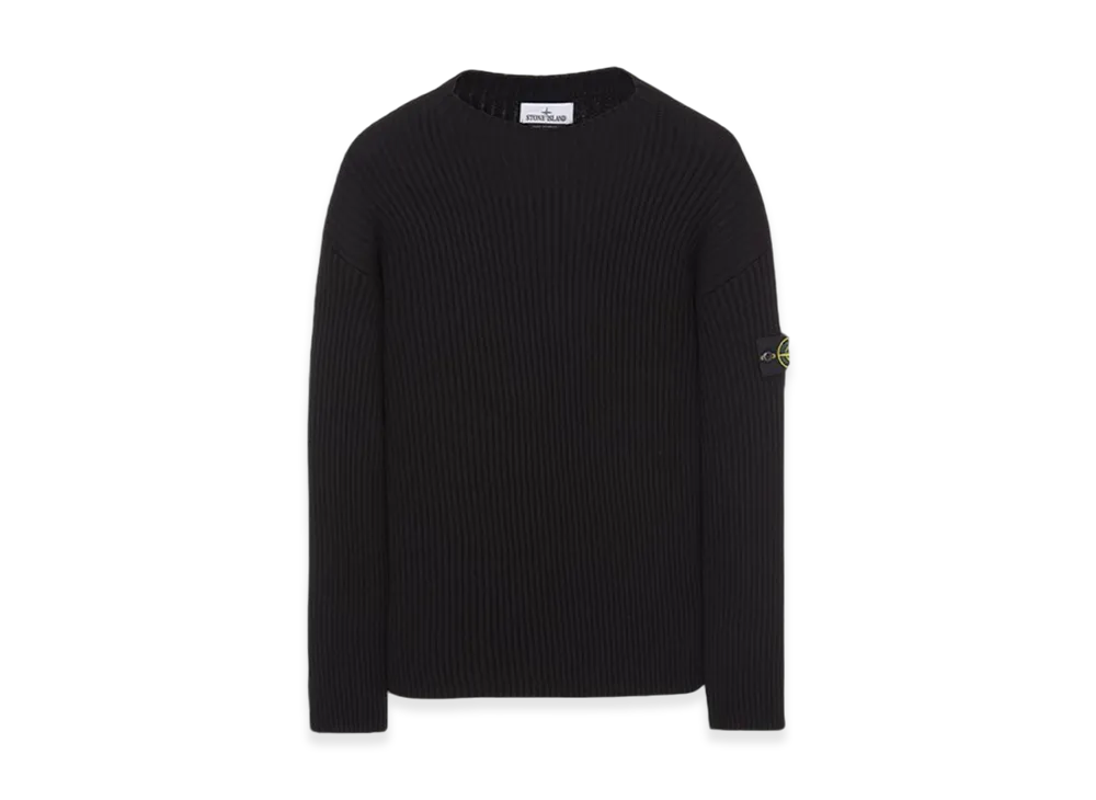 Stone Island 538C2 Full Rib Wool Knitted Sweater - 23FW "Black"