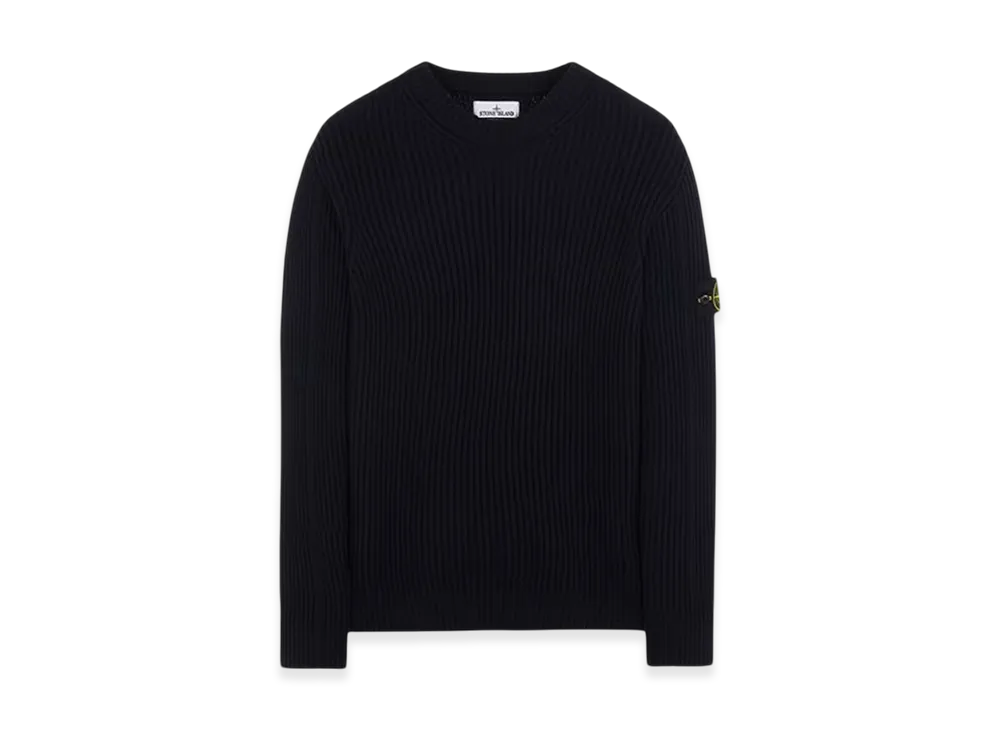Stone Island 538C2 Full Rib Wool Knitted Sweater - 22FW "Navy Blue"