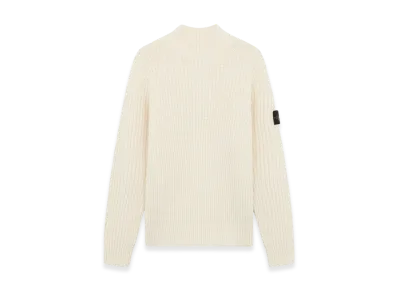 Stone Island 537D5 Double Weave Pure Wool Mock Neck Sweater with Checkered Stitch - 24FW "Natural White"