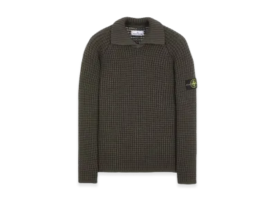 Stone Island 536D5 Pure Wool Polo Collar Knit - 23FW "Olive Green"