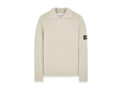 Stone Island 536D5 Pure Wool Polo Collar Knit - 23FW "Stucco"