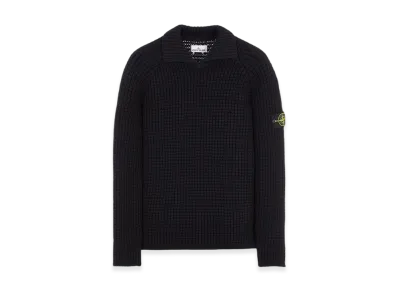 Stone Island 536D5 Pure Wool Polo Collar Knit - 23FW "Black"