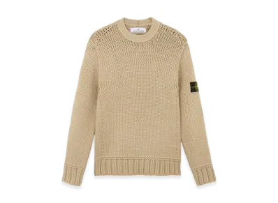 Stone Island 535D2 Chain Stitch Viscose-Nylon Crewneck Sweater with Handmade Effect - 24FW "Biscuit"