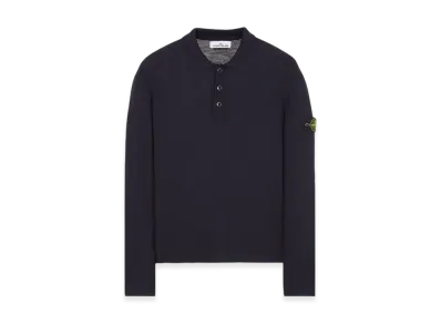 Stone Island 535B9 Reverse Stocking Stitch Slub Wool Nylon Polo Shirt Knit - 23FW "Navy Blue"