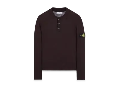 Stone Island 535B9 Reverse Stocking Stitch Slub Wool Nylon Polo Shirt Knit - 23FW "Dark Burgundy"
