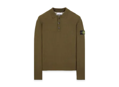 Stone Island 535B9 Reverse Stocking Stitch Slub Wool Nylon Polo Shirt Knit - 23FW "Olive Green"