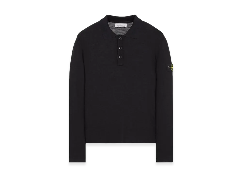 Stone Island 535B9 Reverse Stocking Stitch Slub Wool Nylon Polo