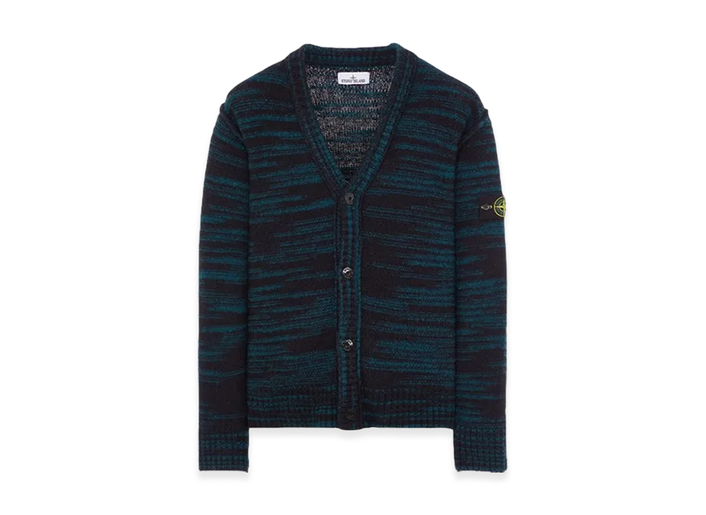 Stone Island 534D3 Two-Tone Wool Cardigan Knit - 23FW "Dark Teal Green"