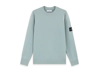 Stone Island 534A4 Stretch RWS Wool Crewneck Sweater with Ribbed Details - 24FW "Green Grey"