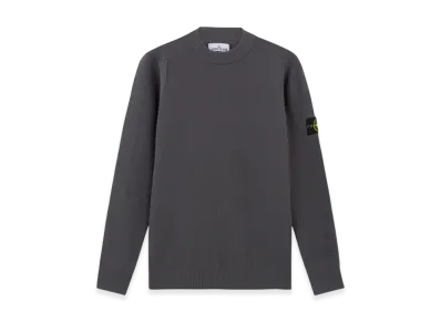 Stone Island 534A4 Stretch RWS Wool Crewneck Sweater with Ribbed Details - 24FW "Lead Grey"