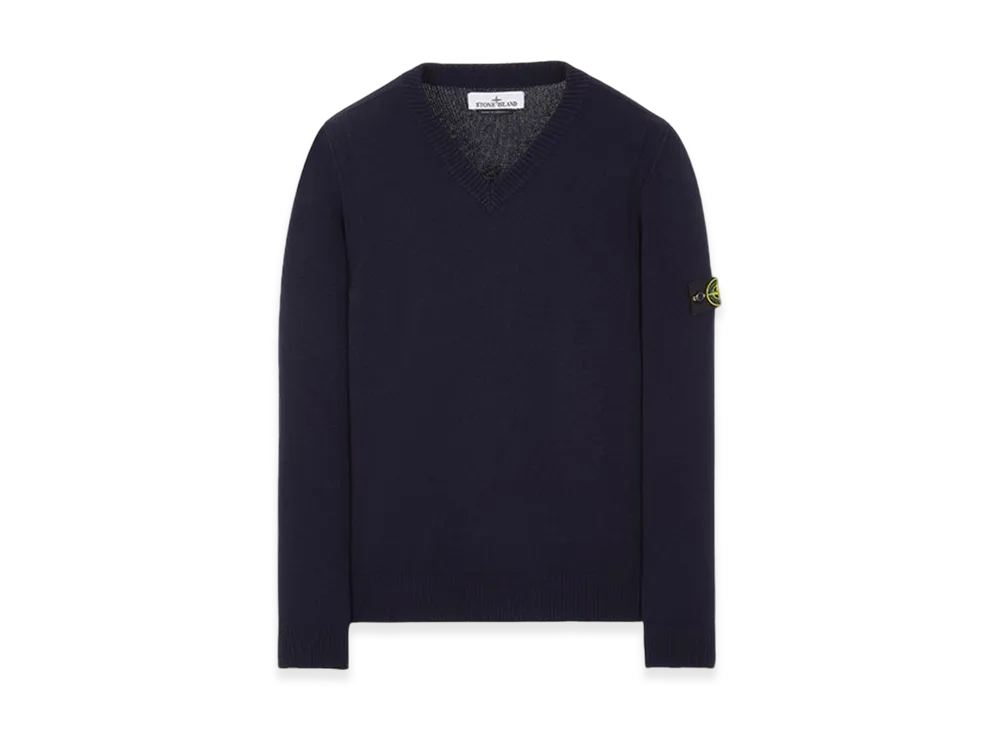 Stone Island 533A3 Lambswool V-Neck Knit - 23FW "Navy Blue"
