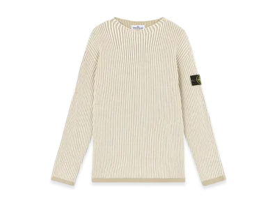 Stone Island 532C1 Vanise Full Rib RWS Wool Loose Fit Mock Neck Sweater - 24FW "Natural White"