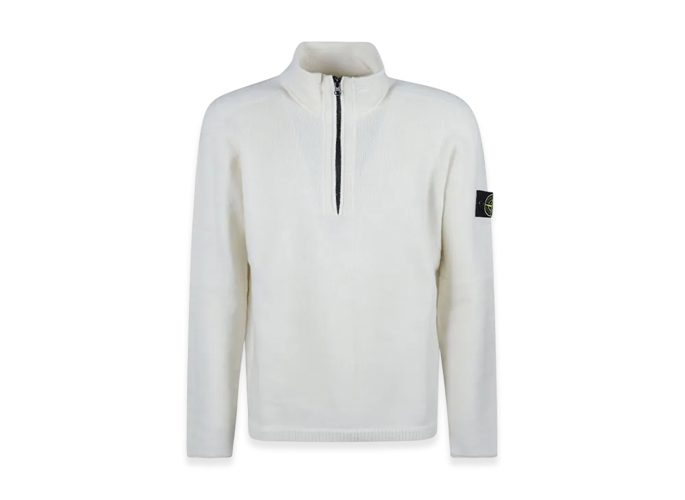 Stone Island 529A3 Partly Stocking Lambswool Half Zip Knit - 23FW "Off White"