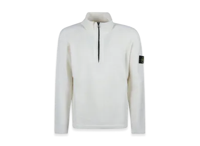 Stone Island 529A3 Partly Stocking Lambswool Half Zip Knit - 23FW "Off White"