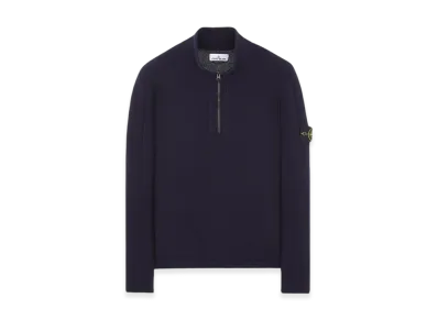 Stone Island 529A3 Partly Stocking Lambswool Half Zip Knit - 23FW "Navy Blue"