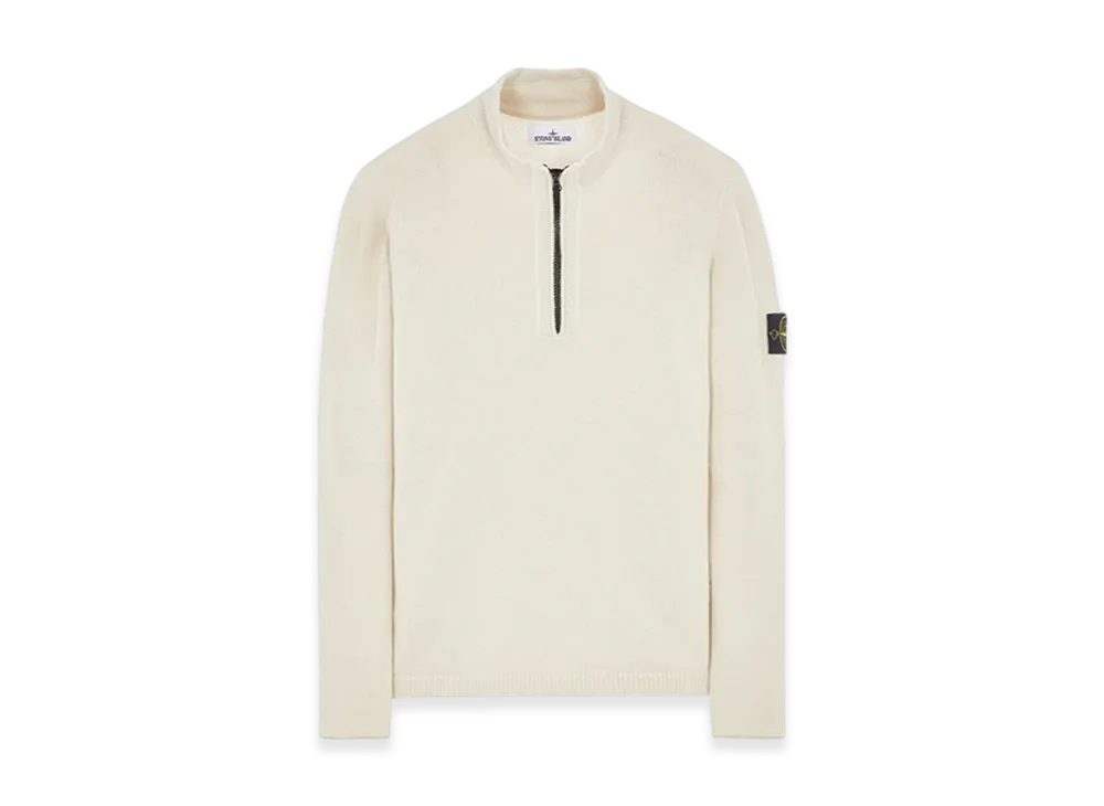 Stone Island 529A3 Partly Stocking Lambswool Half Zip Knit - 23FW "Stucco"
