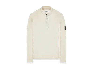 Stone Island 529A3 Partly Stocking Lambswool Half Zip Knit - 23FW "Stucco"
