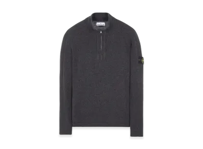 Stone Island 529A3 Partly Stocking Lambswool Half Zip Knit - 23FW "Steel Grey Melange"