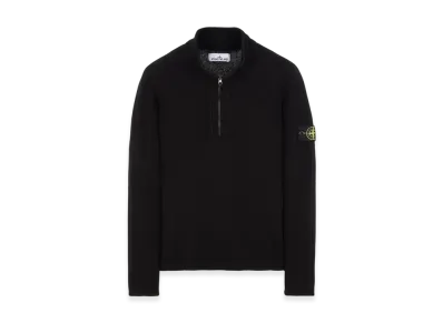 Stone Island 529A3 Partly Stocking Lambswool Half Zip Knit - 23FW "Black"