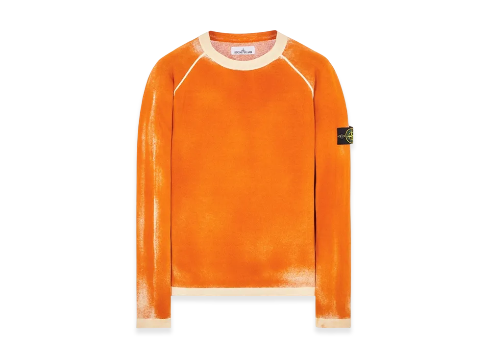 Stone Island 525D9 Hand Sprayed Airbrush Treatment Crewneck Knit - 23SS "Sienna Brown"