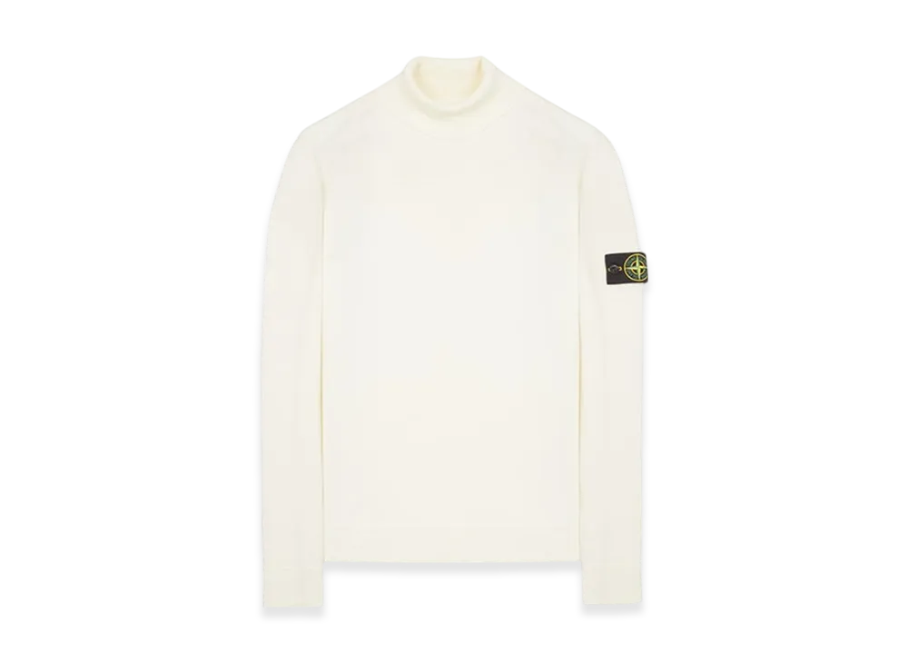 Stone Island 525C4 Stocking Stitch Pure Light Wool Turtleneck Knit - 23FW "Natural White"