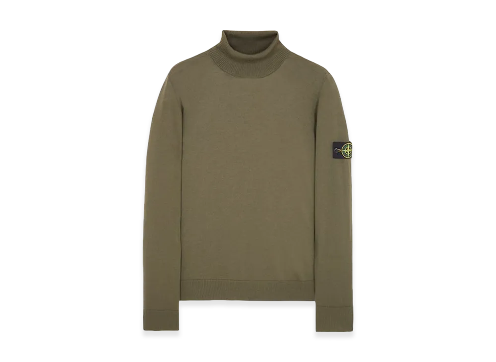 Stone Island 525C4 Stocking Stitch Pure Light Wool Turtleneck Knit - 23FW "Olive Green"
