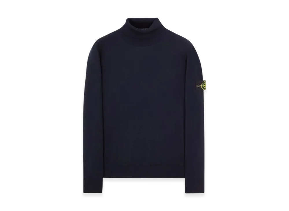 Stone Island 525C4 Pure Light Wool Polo Neck Knit - 22FW "Navy Blue"