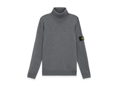 Stone Island 525C4 Light Pure RWS Wool Turtleneck Sweater with Ribbed Details - 24FW "Dark Grey Melange"