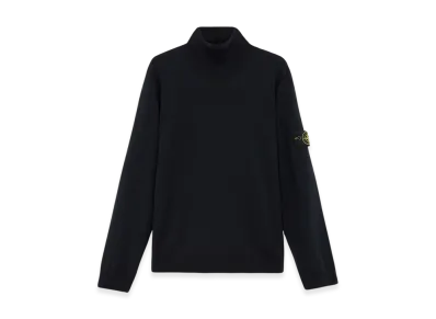 Stone Island 525C4 Light Pure RWS Wool Turtleneck Sweater with Ribbed Details - 24FW "Navy Blue"